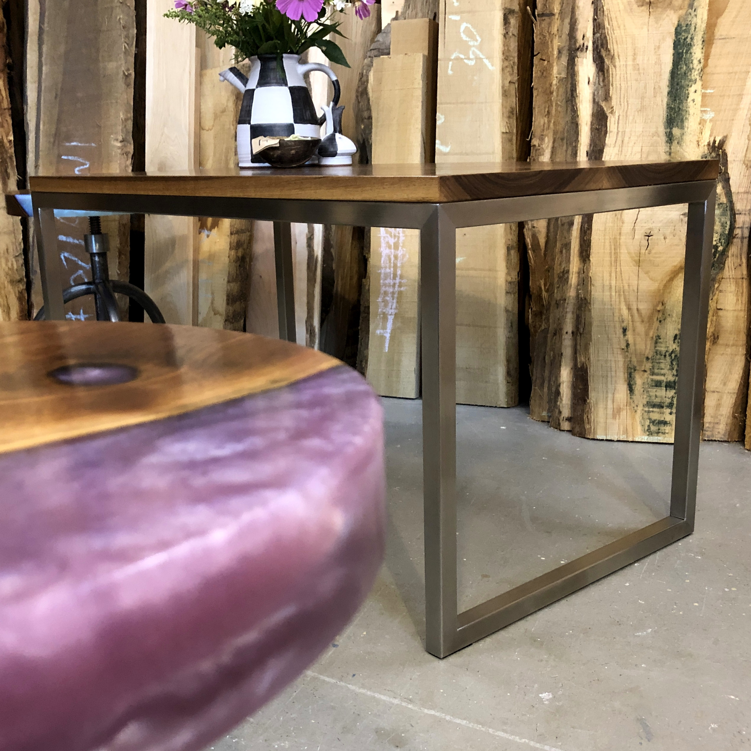 Couchtisch Massivholz Edelstahl Leipzig Maßanfertigung