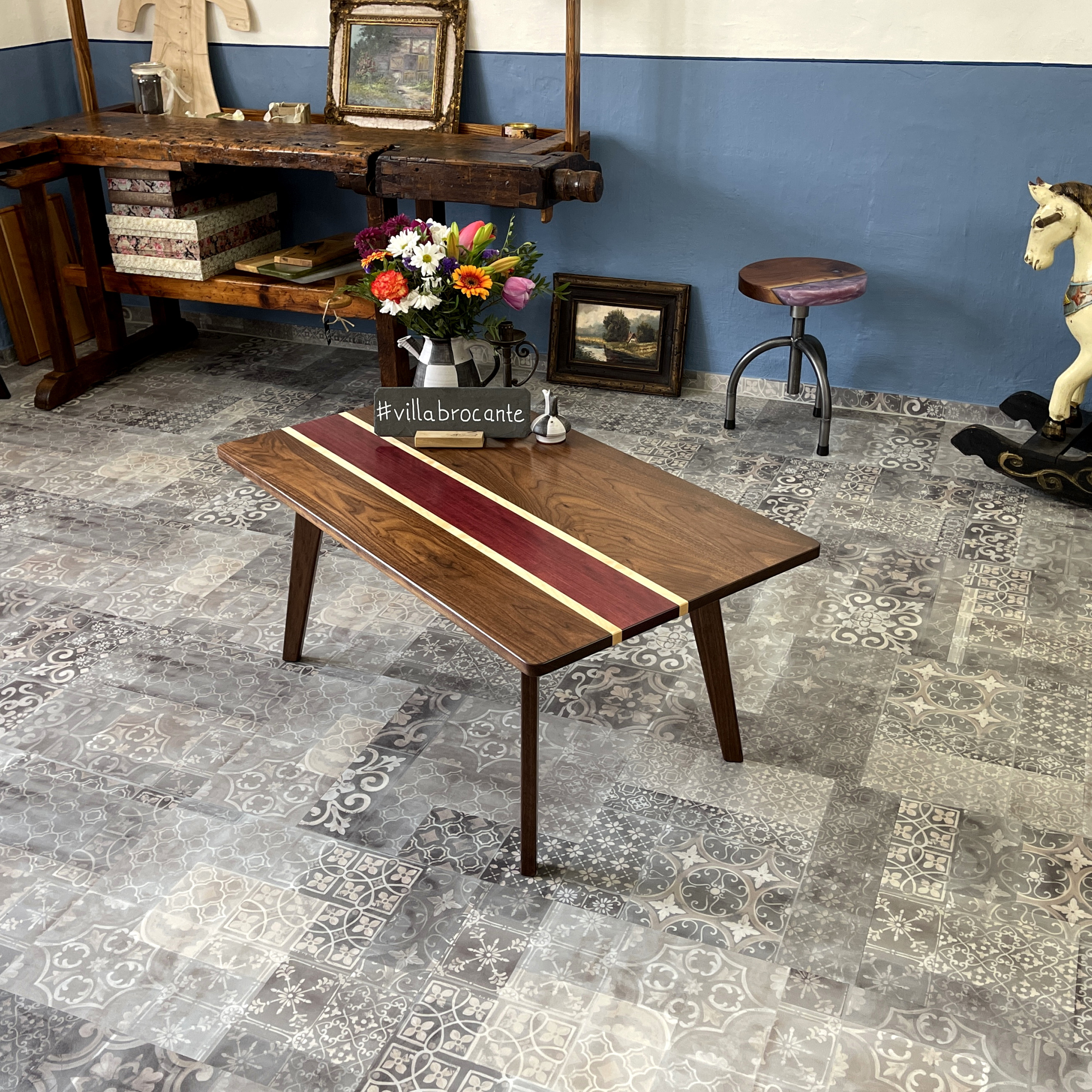 Couchtisch gestreift Maßanfertigung Leipzig Holz braun