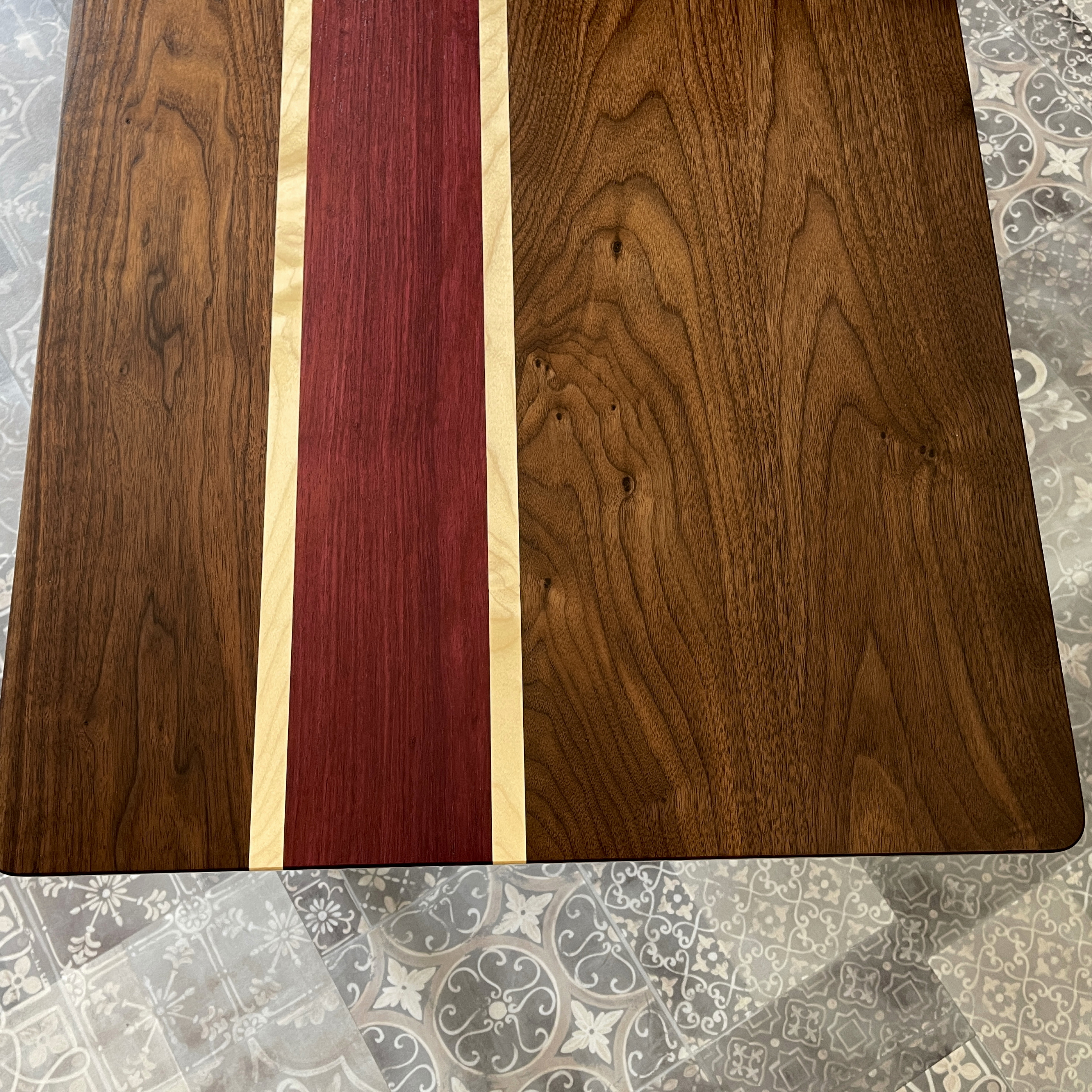 Couchtisch Einzelstück edel bunt braun Streifen Holz