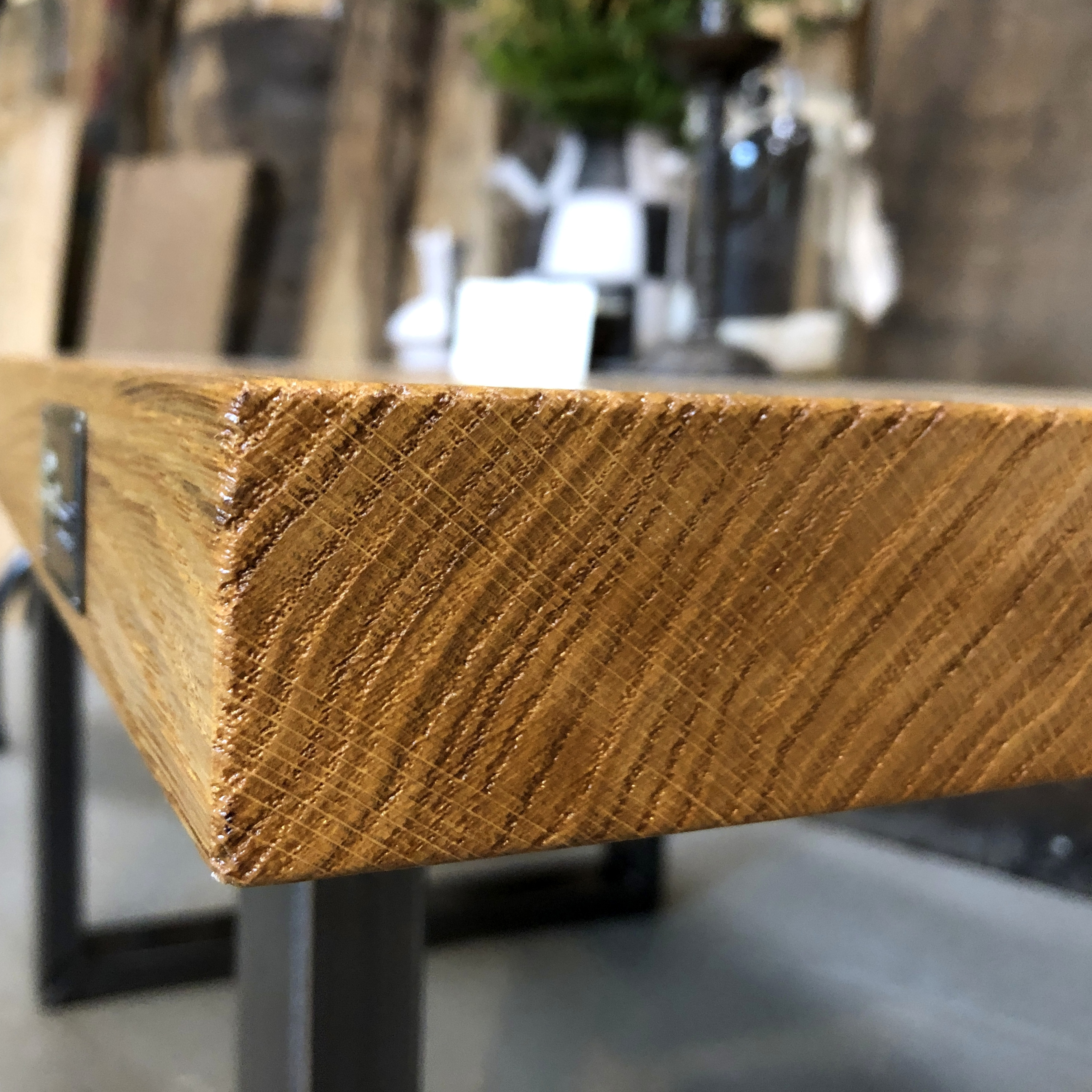 Couchtisch Maßanfertigung Massivholz Eiche Stahl vintage