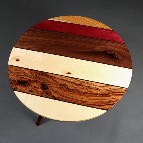 Couchtisch rund auf Maß Edelholz bunt Ahorn Nussbaum elegant