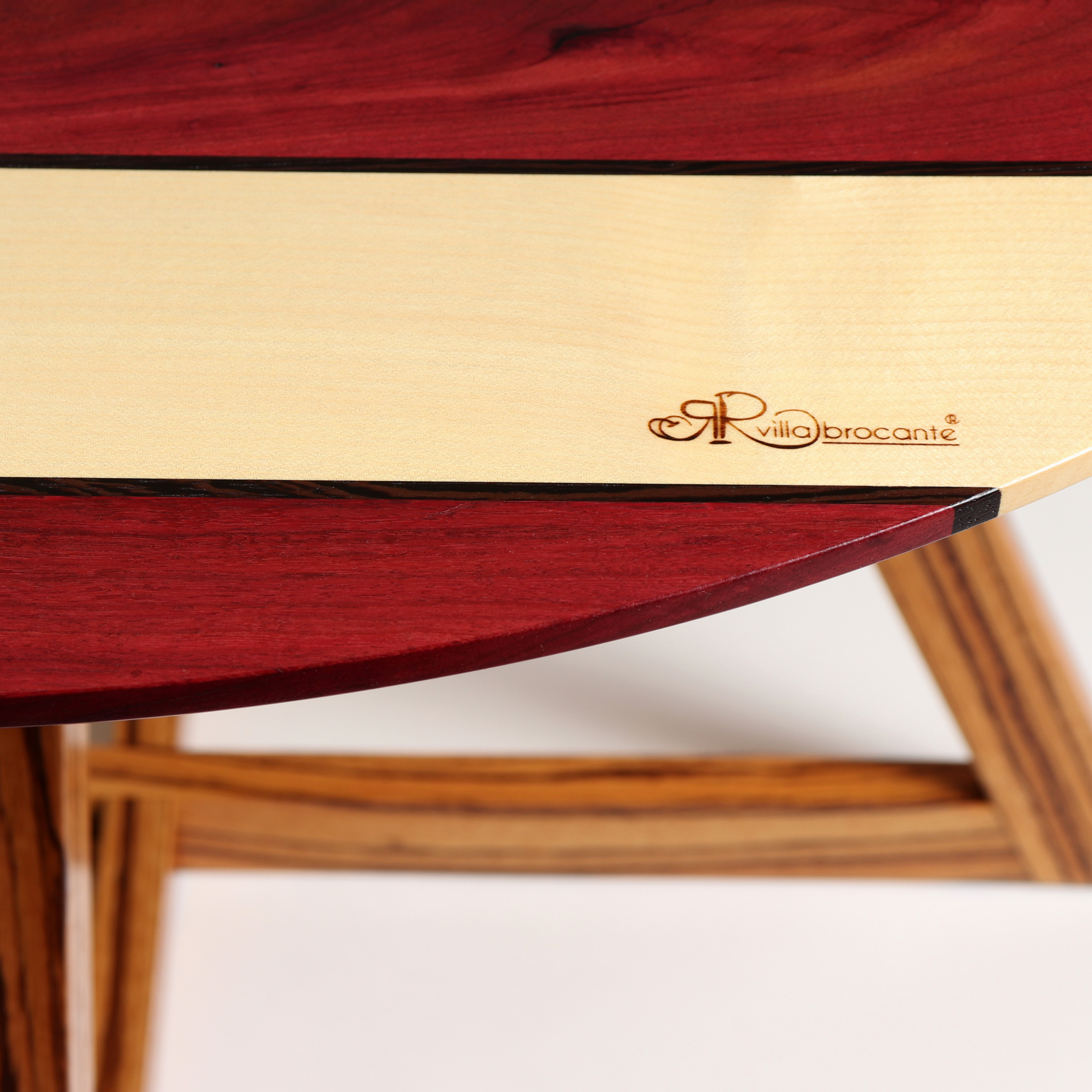 Couchtisch rund Massivholz Ahorn Wenge bunt Amaranth