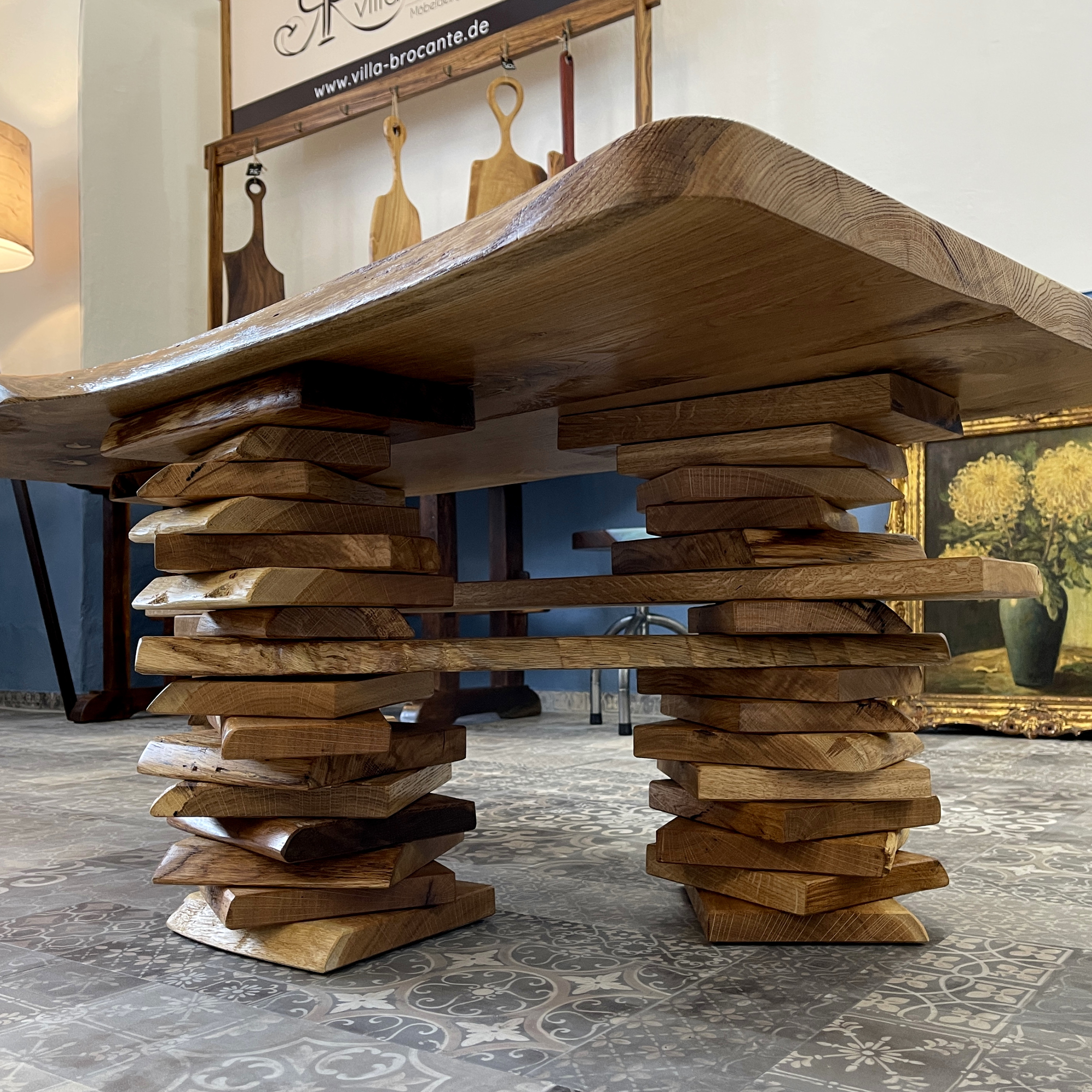 Couchtisch Eiche Massivholz Design Stapelbein edel
