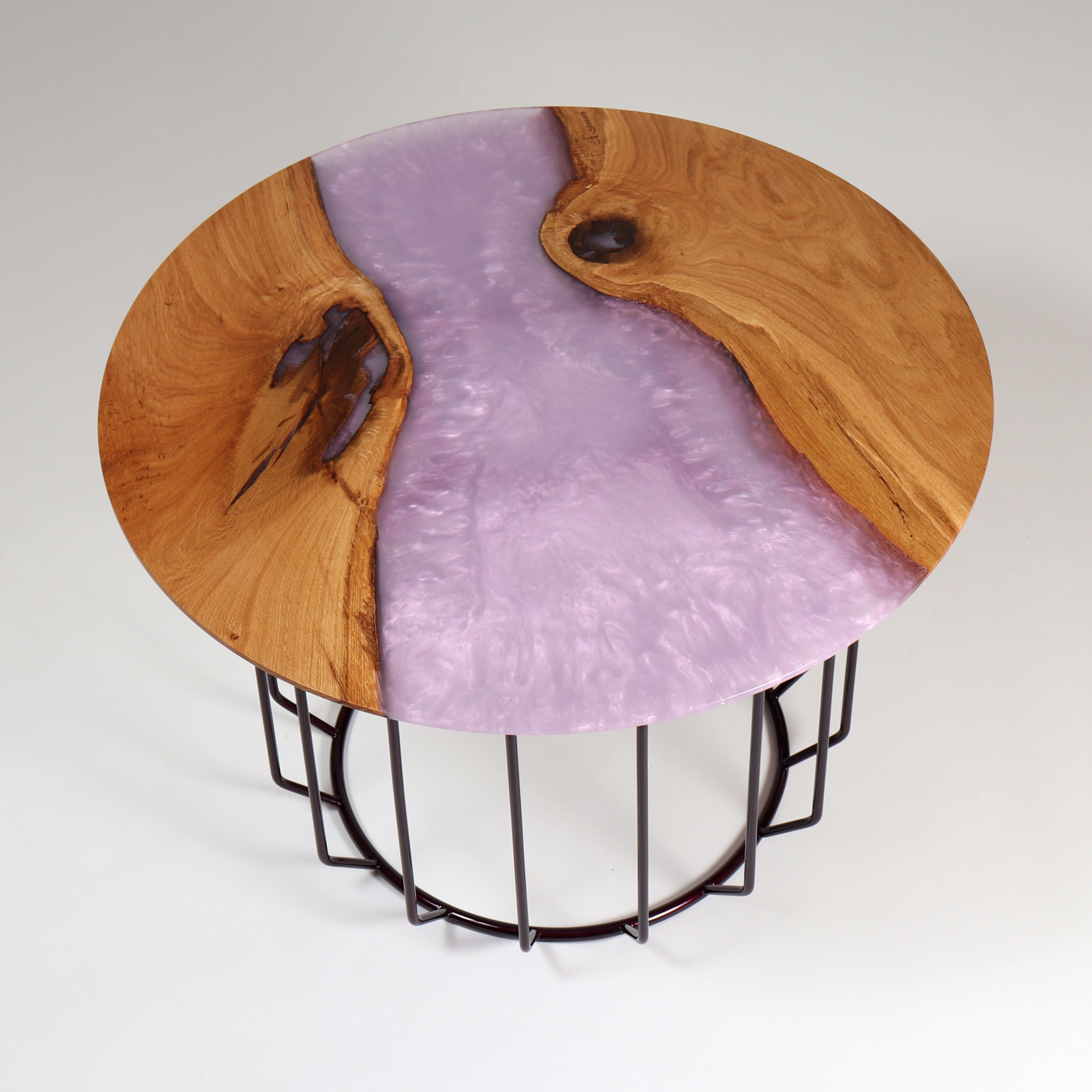 Couchtisch Epoxidharz Eiche Holz rund rustikal