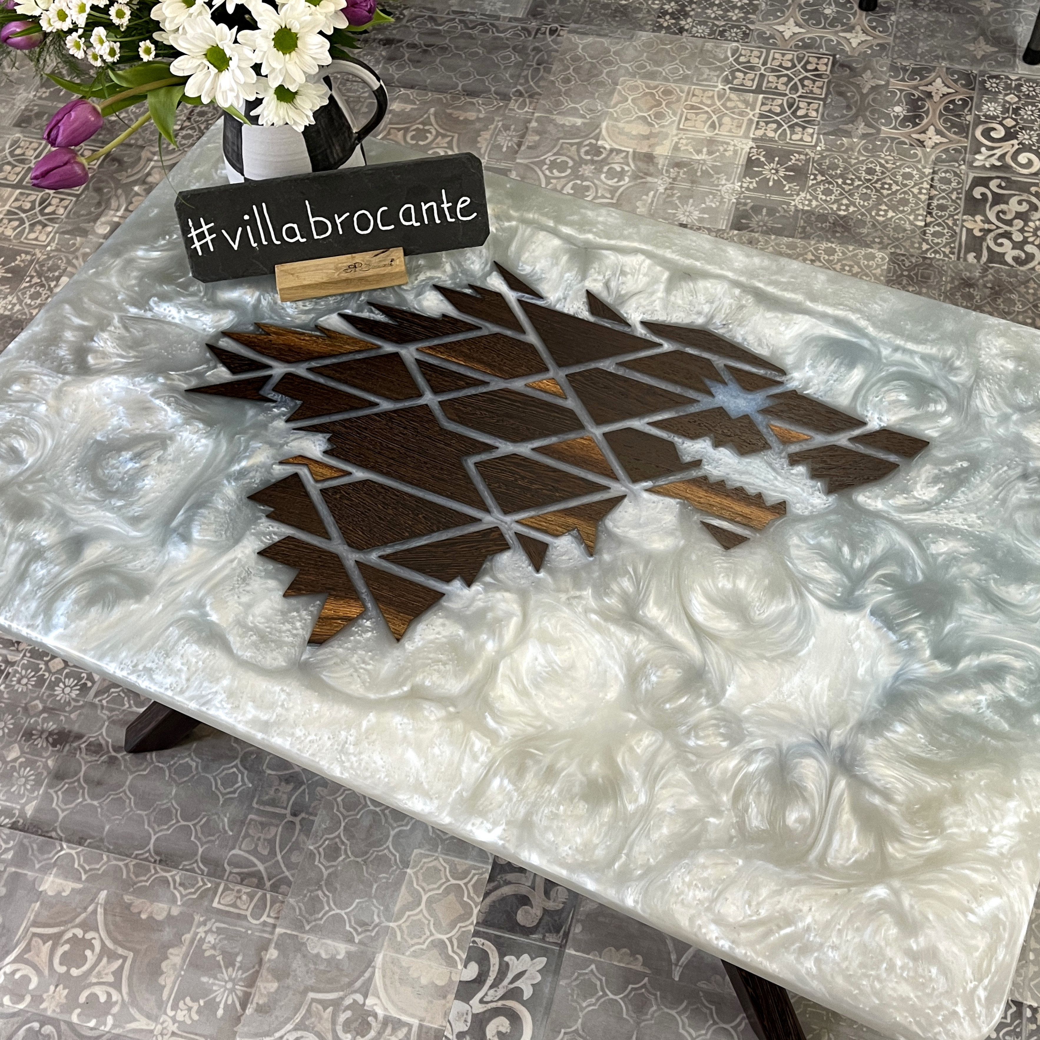 Couchtisch Epoxidharz Wolf Stark Kunst Game of Thrones