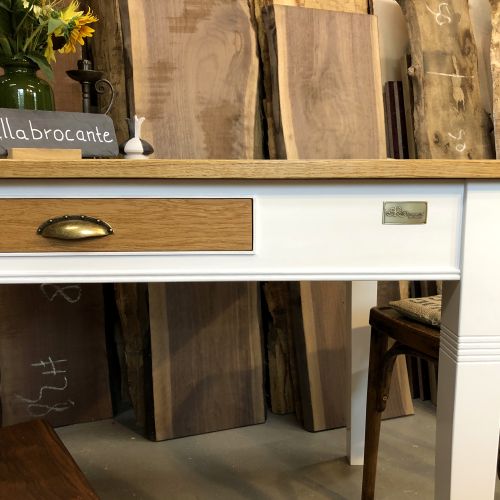Küchentisch Holz Eiche massiv Schublade Maßanfertigung antik Stil