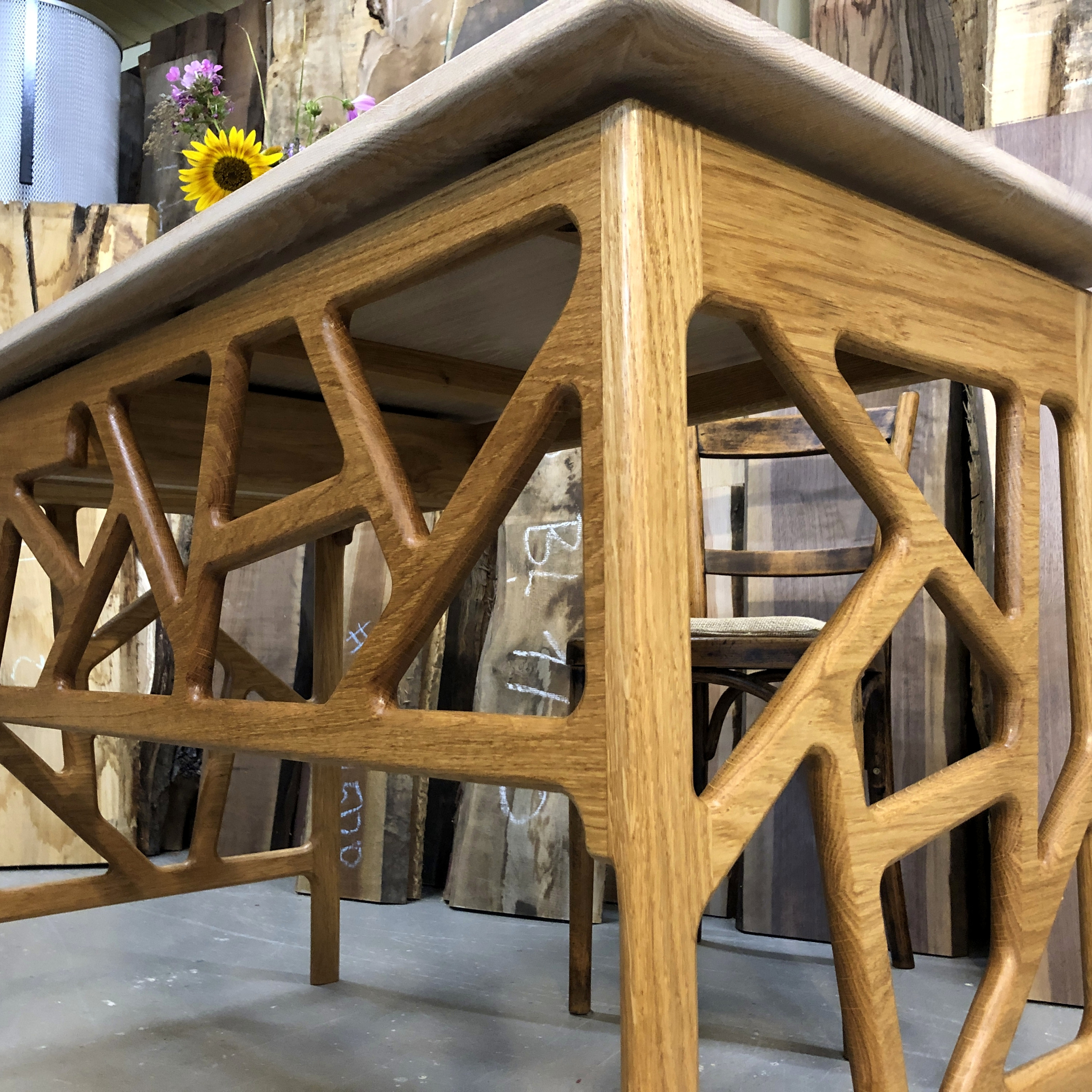 Schreibtisch Unikat Eiche Design Holz weiß modern Schublade Loft