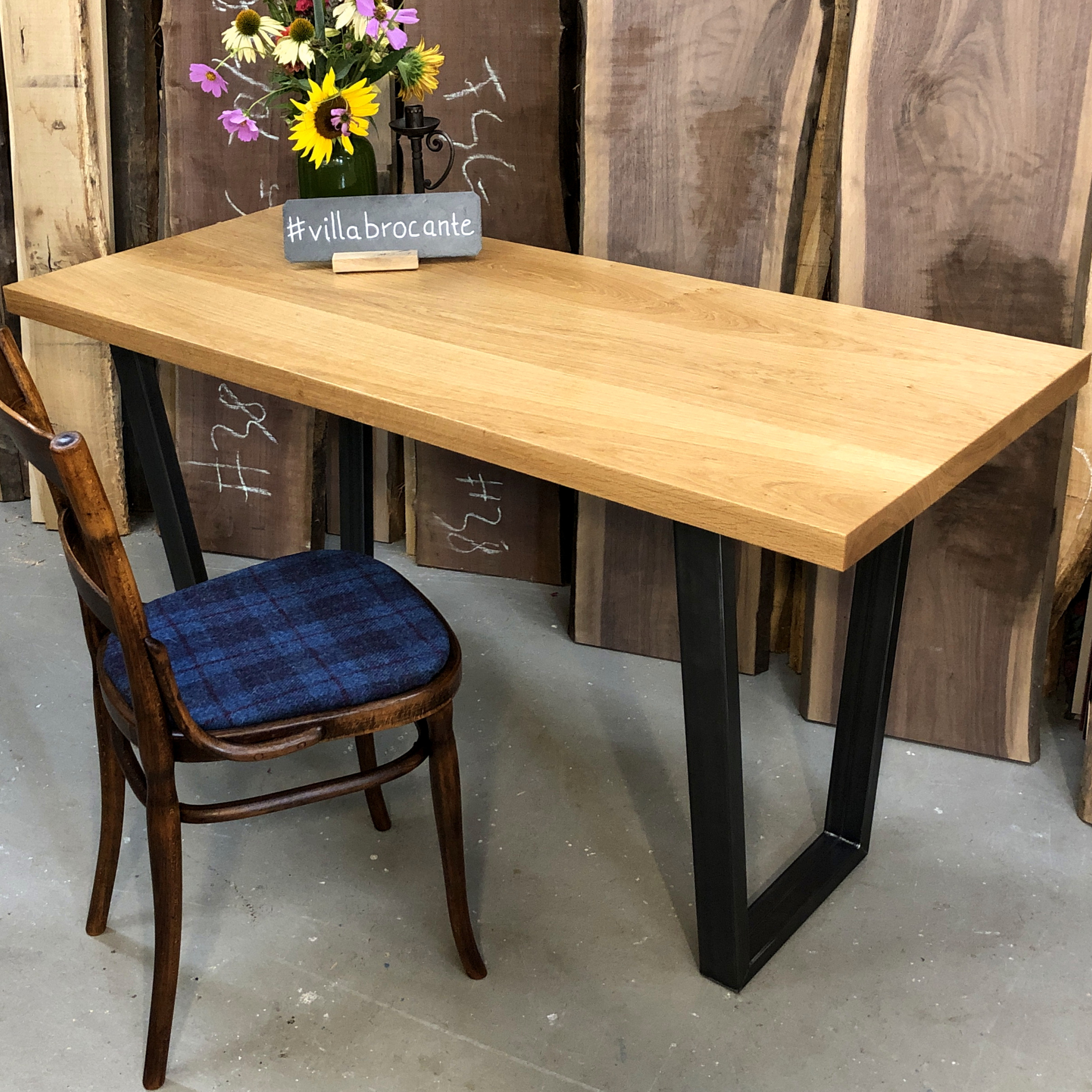 Schreibtisch Industrie Look modern Stil Stahl braun schwarz Holz