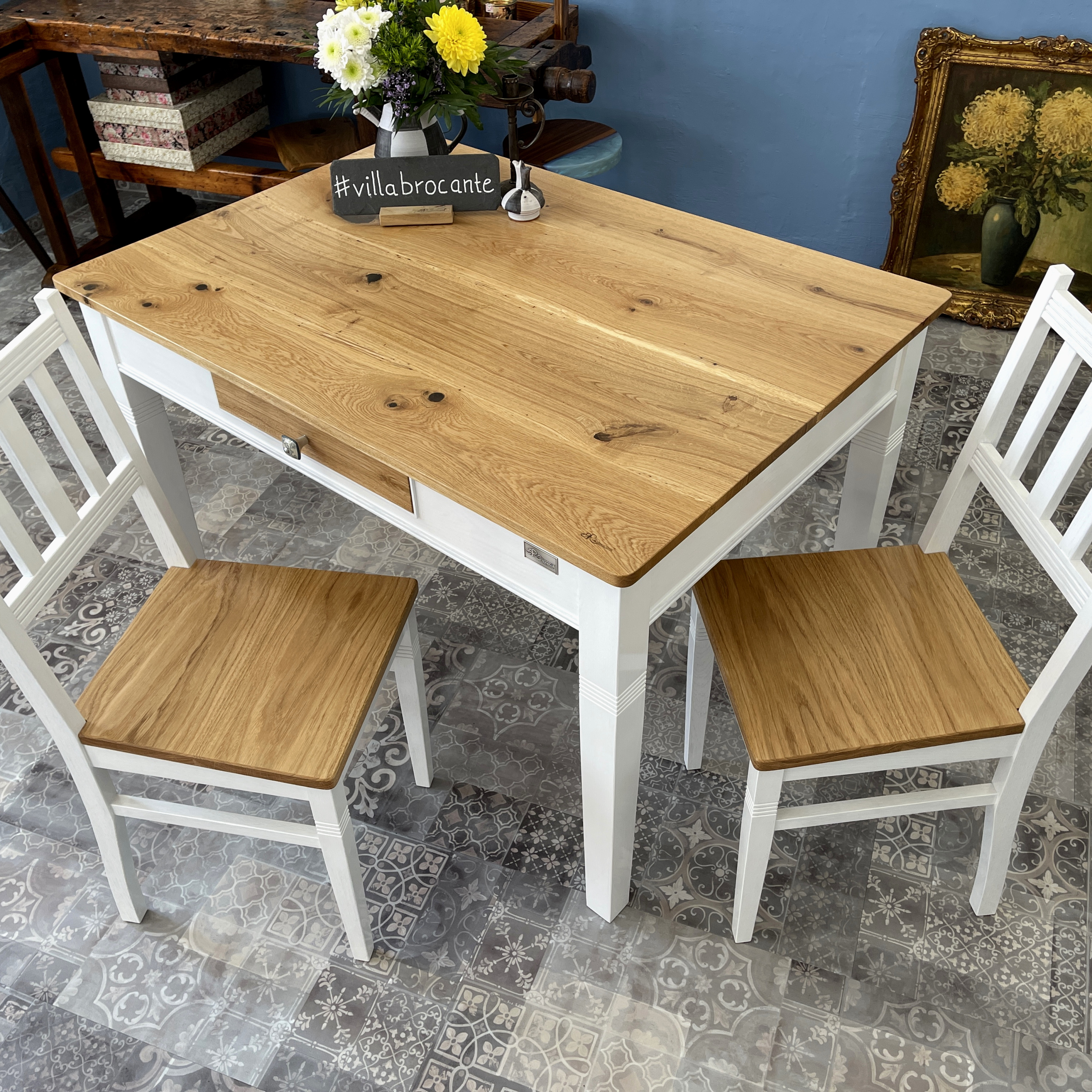 Stuhl Holz Eiche massiv Design Landhaus Küche Leipzig Tisch
