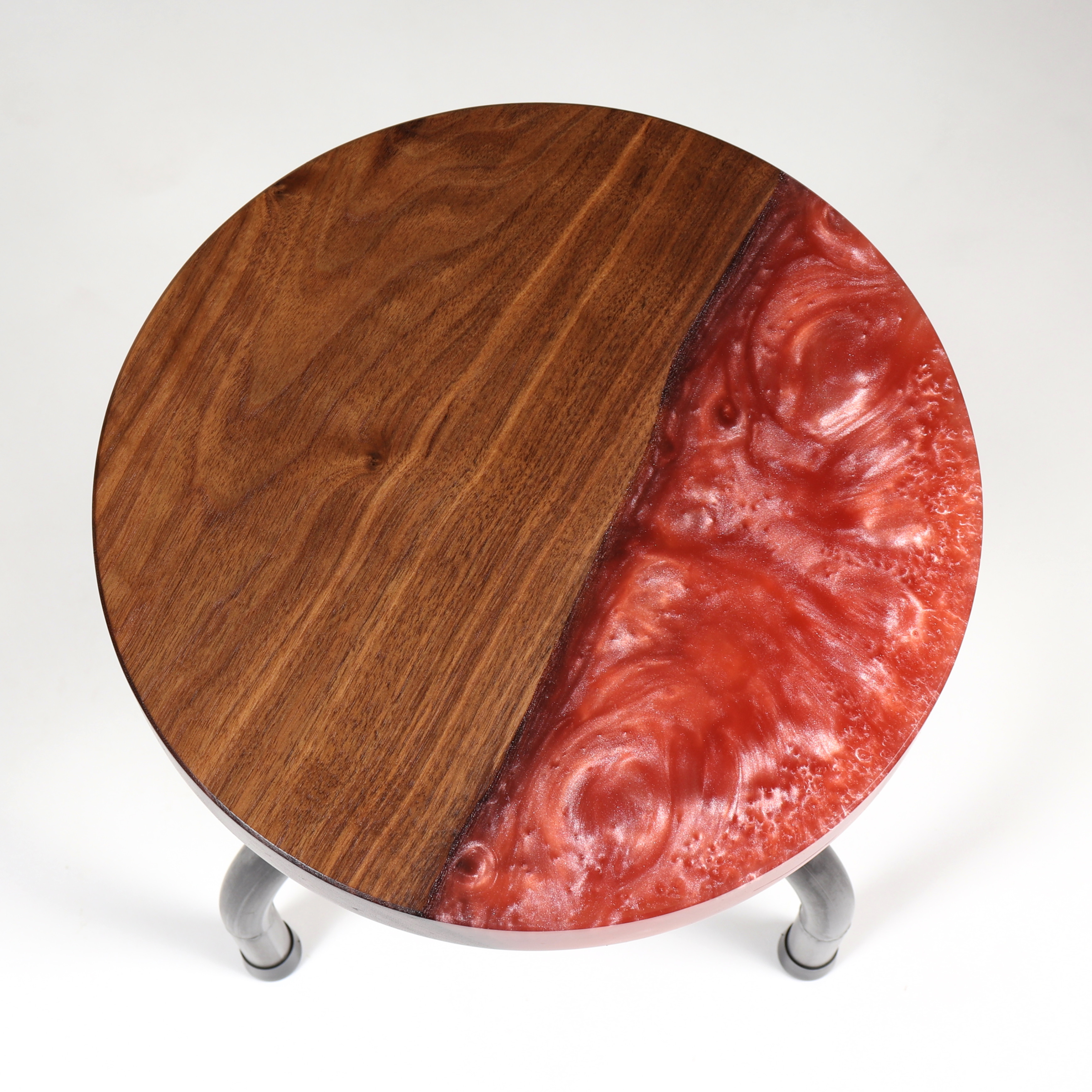 Hocker massiv Holz Bar Arzt drehbar rund Stil Epoxidharz rot